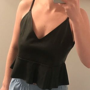 🖤FAUX LEATHER H&M PEPLUM CROP TOP🖤